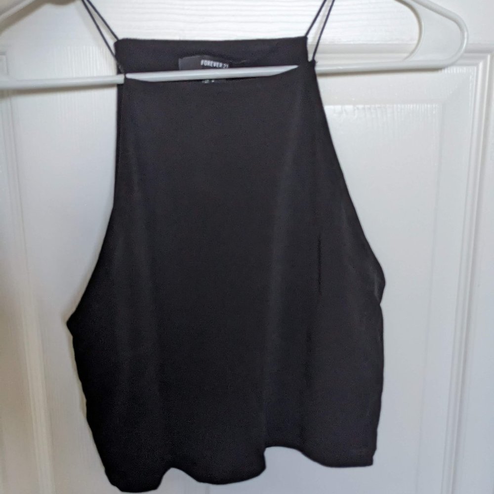 Black Spaghetti Strap CROP TOP - Forever 21 - Women's SMALL - NWOT